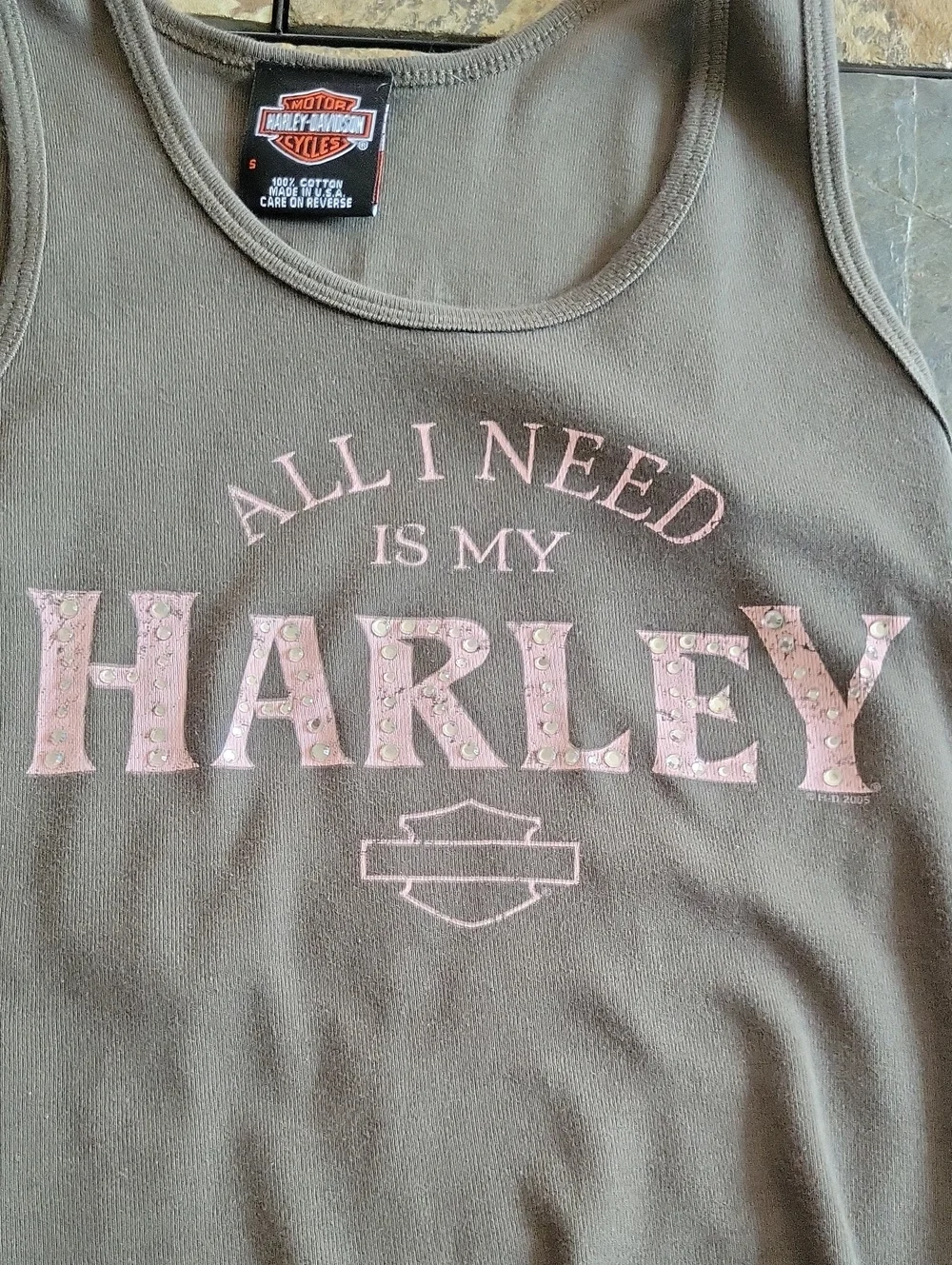Harley-Davidson Tank Top Small Green Pink